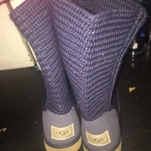 Navy tall crochet Uggs